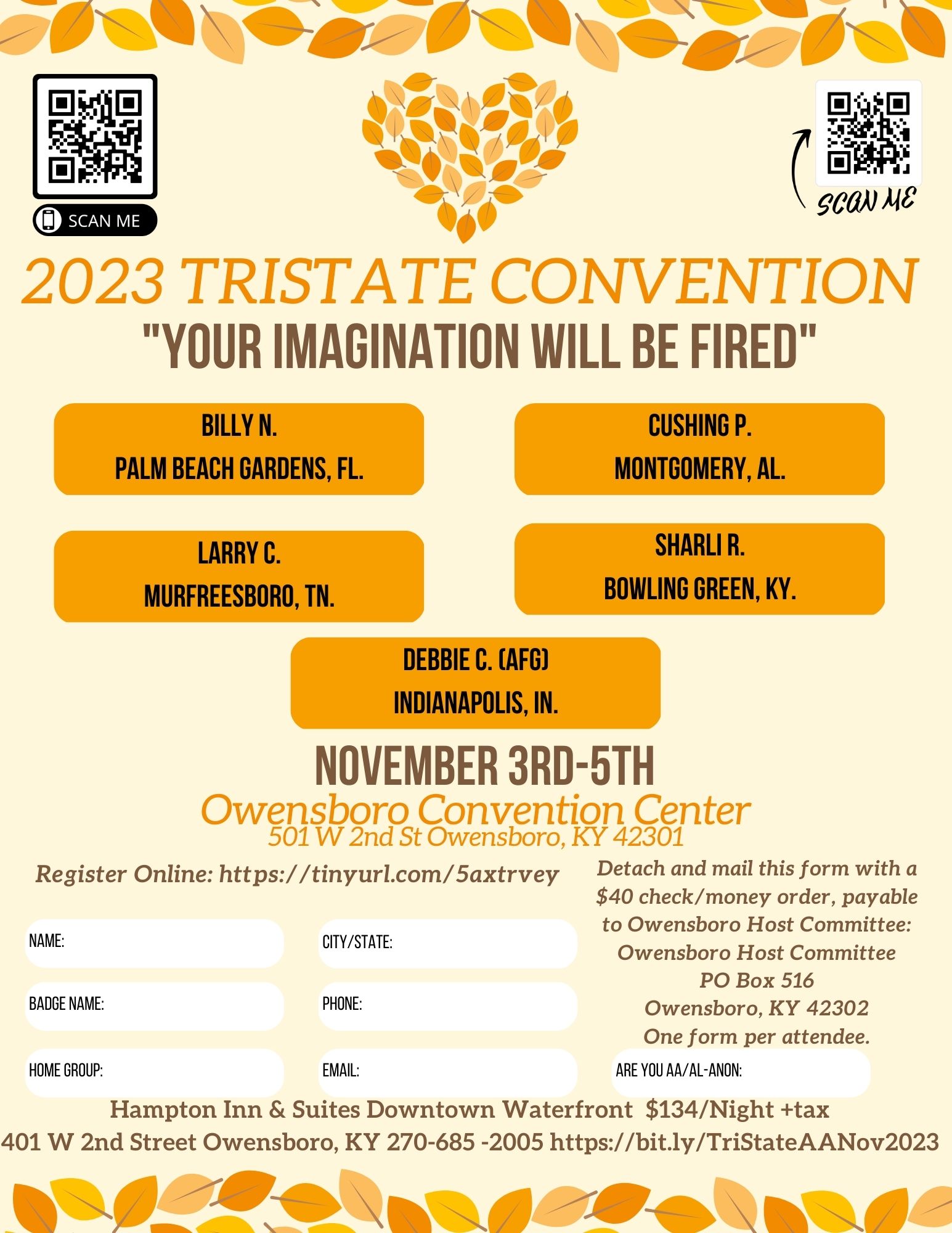2023 Tristate AA Convention Flyer Alcoholics Anonymous Area 26 (Kentucky)